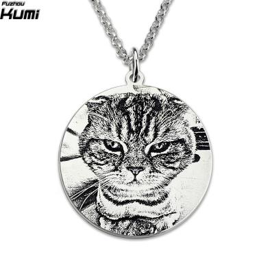 China 10 Years Experience Personalized Silver Cat Necklace Photo Custom Jewelry 925 Sterling Silver Pet Charm Pendent for sale