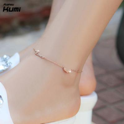 China Mesh Bracelet Wholesale DIY Name Heart Initial Anklets For Women Foot Fashion Jewelry for sale