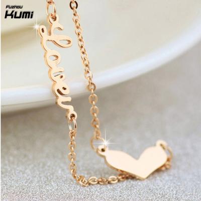 China Wholesale Cute Silver Color Heart Anklet Chain Letter Name DIY Initial Anklets For Women Foot Jewelry for sale