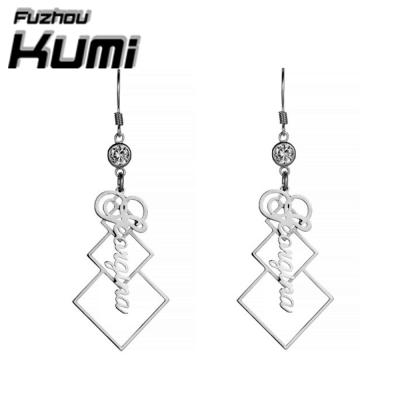 China Dangle Earring Set Fuzhou Europe Style 925 Sterling Silver Name Personalized Hook Earring Fashion Diamond Women Jewelry for sale