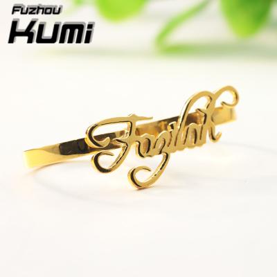 China Double Finger Ring 18K Gold Arabic Ready Ship Ring Custom Any Name Cool Jewelry for sale