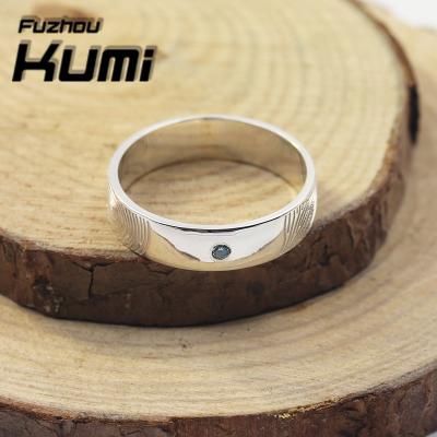 China 6mm Gemstone Jewelry 925 Sterling Silver Ring For Men Custom Engrave Your Personalized Real Fingerprint Birthstone for sale