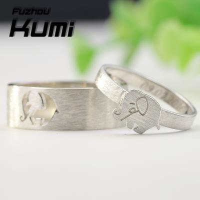 China Retro Cute Elephant Engagement Rings S925 Personalized Name Date Engrave Inside 925 Sterling Jewelry for sale