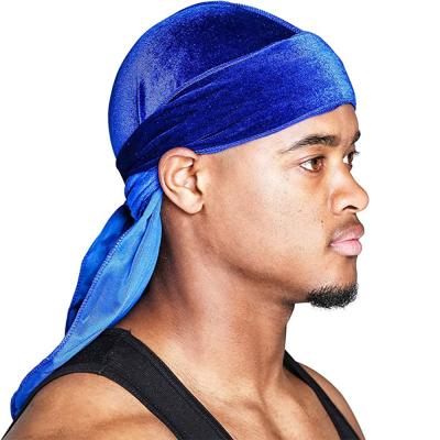 China Durags Durags And Cloth Headwraps Hoods Men's Multifunctional Soft Velvet Duragg With Long Tail for sale