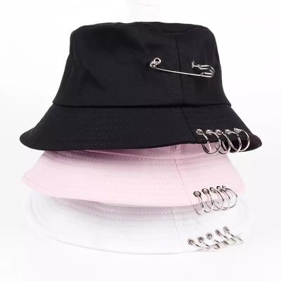 China Reversible Summer Fuzzy Bucket Hats For Woman Pin Ring Hats Sun Protection Iron Ring Sport Fisherman Fashion Character Personality Hip Hop for sale