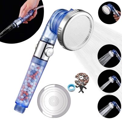 China Needleless Ionic Crystal Shower Head With On Off Switch High Pressure Filter Filtration Stone Hand Held Shower Head With Three Way Shower for sale