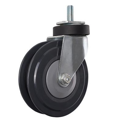 China Factory Price 125mm Thread Stem 2-Dish Lift Caster Flat Free Rigid Wheel For Trolley Shopping Trolley for sale