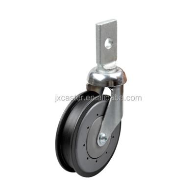 China Pneumatic 5inch Supermarket PU Flatbed Stemming Castors And Shopping Cart Wheels for sale