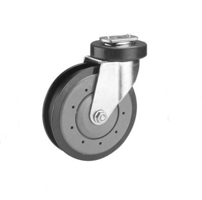 China PU Pneumatic Fixed Escalator Caster Wheel With Plastic Wire Cover TUV Approved for sale