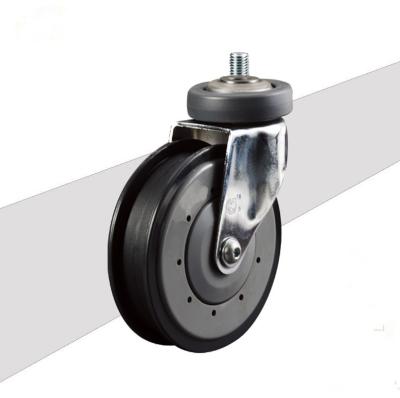 China 122mm Supermarket Shopping Cart Elevator Ball Bearing PU Caster Wheel Low Noise for sale