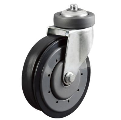 China Factory 125mm Low Noise Supermarket Trolley Cart Swivel PU Elevator Caster Wheel for sale