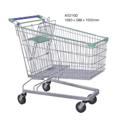 China Unfolding Cheap Shopping Cart Manufacturer Price 4 Wheels Metal Supermarket Trolley for sale