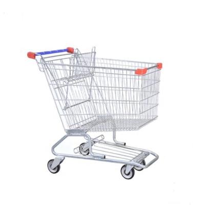 China Convenience USA Style Supermarket Steel Shopping Trolley Unfolding Metal Shopping Cart for sale