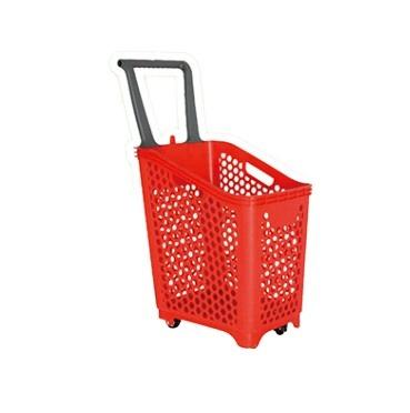 China Supermarket Hand Push Shopping Basket Plastic Shopping Cart With 4 Wheels for sale