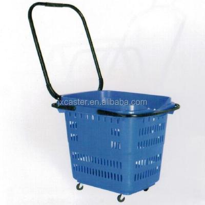 China High Quality 58L Rolling Baskt Eco - Friendly Luxury Large Shopping Trolley With Four Wheels for sale