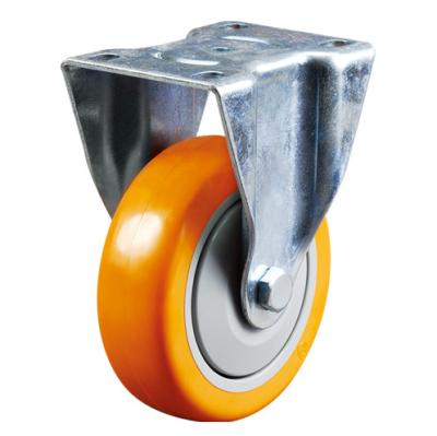 China 100mm Pneumatic PU Fixed Caster Wheel Rigid Caster Wheel Medium Duty Caster Wheel for sale