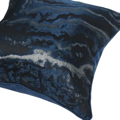 China Nondisposable New Classical Chinese Blue Sofa Living Room Design Pillow Cover Modern Abstract Head Pillow Back Cover Large Without Core for sale