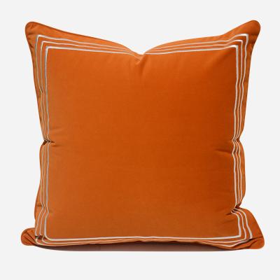 China Nondisposable Modern Simple Orange Geometric Pattern Villa Room Pillow Cover Lightweight Luxurious Pleat Suede Lean On Large Count On Pillow Cover for sale