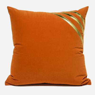 China Nondisposable American Gold Pattern Hotel Cushion Cover Home Bedside Plush Golden Sofa Pillow Orange Bar Room Nondisposable Custom Splice Pillow for sale