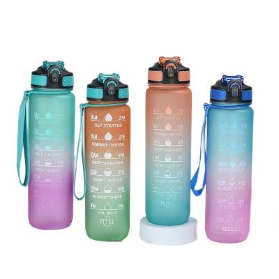 Κίνα Custom logo 1L 32oz BPA FREE Plastic Gym Bottle Sports Water Bottles Tritan SK Time Marker Motivational Water Bottle with Straw προς πώληση