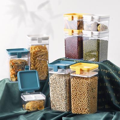 China 500ml Easy button Snack Multifunction kitchen plastic pasta storage jar with airtight lid cereal grain food storage container en venta