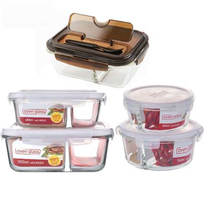 Китай Divided microwave Food Storage Box set airtight glass food storage container with lid продается