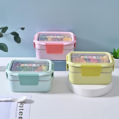 Китай Rectangle Plastic Food Storage Box  Stainless Steel Food Container for School Kids продается