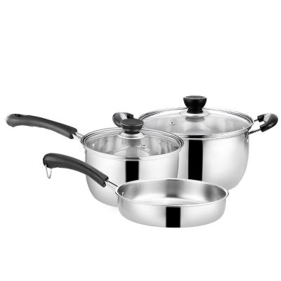 중국 Cooks Standard Kitchen Pot Pan Set 3Pieces Classic Stainless Steel Pans Cookware Set 판매용