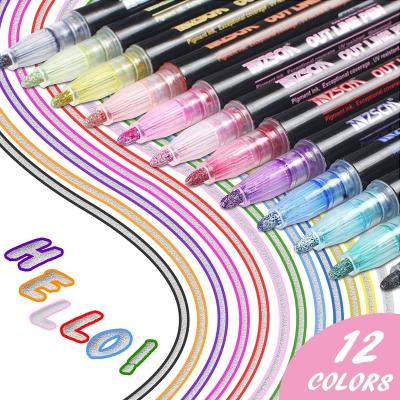 China ZSCM Painting Art DIY Set Pen Art Markers Two Line Pen for Gift Card Writing Drawing for sale