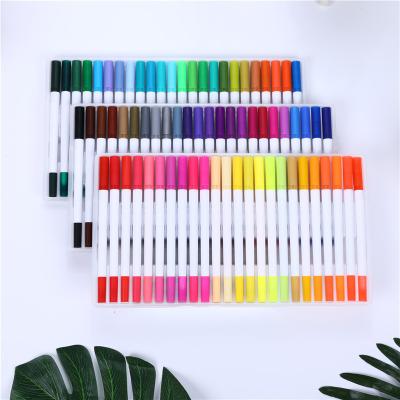 China Promotional custom eco colored brush watercolor pen tip brush painting pens double logo marker pens for sale