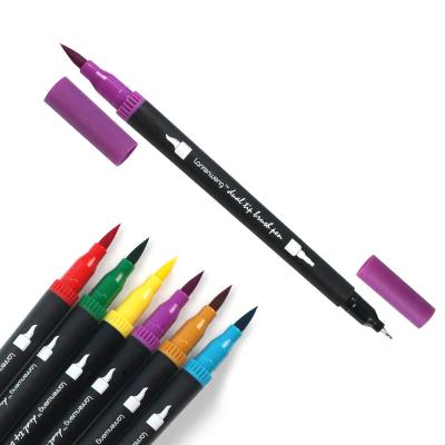 China Double Tip Pens 12/24/32/48 Colorful Colors Watercolor Brush Paint Marker for sale