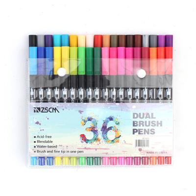 China 36 Colors Double Tip Watercolor Paint Brush Parks Art Marker For Drawing Coloring for sale