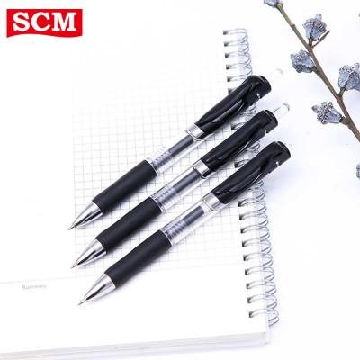 China ZSCM Press Pen Normal Black School Stationery 0.5MM Plastic Press Gel Ink Pen for sale