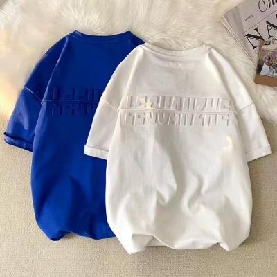 China Anti-wrinkle men's T-shirt summer foam printing women's T-shirts wholesale custom made plus size loose couple T-shirt for sale