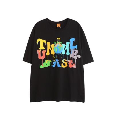 China Anti-wrinkle Summer Men's T-shirt Custom Colorful Alphabet Screen Printing Couple Use Women's T-shirt Short Sleeve Plus Size for sale