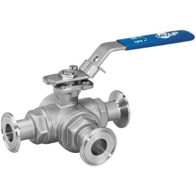 China 2022 General Sanitary Three Way Ball Valve New Product 2-Piece T-Flange for sale