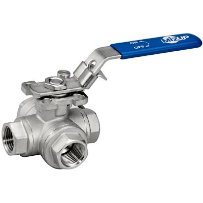 China General Quality Assurance 1000WOG Stainless Steel Ball Valve 2-Piece 4-Way Ball Valve Threaded for sale