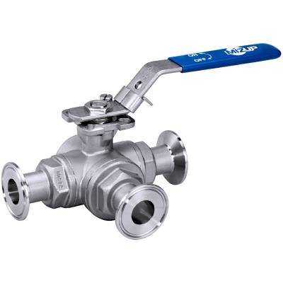 China General Manufacturer Stainless Steel High Pressure Sanitary 2-Piece Ball Valve Three Way T-Flange for sale