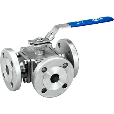 China General Hot Product 2-Piece Three Way Flanged Ball Valve Stainless Steel (1/2