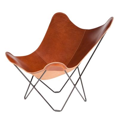 China Famous Italy Design Cooling Butterfly Chair Lounger Leather Powder Coated Steel Lounge Chair for sale