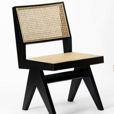 China Cooling European Style Dining Chair Designer Pierre Jeanneret Dining Chair Frame Rattan Back Solid Wood Chair for sale