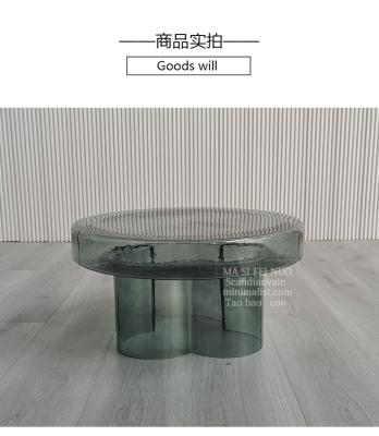 China Glass table (height) modern design coffee table living room furniture adjustable round coffee table side table for sale