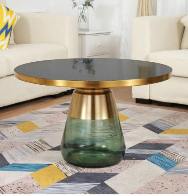 China Casablanca Brass Gold Easy Clean Glass Top Coffee Table Furniture Replica Smart Coffee Table for sale