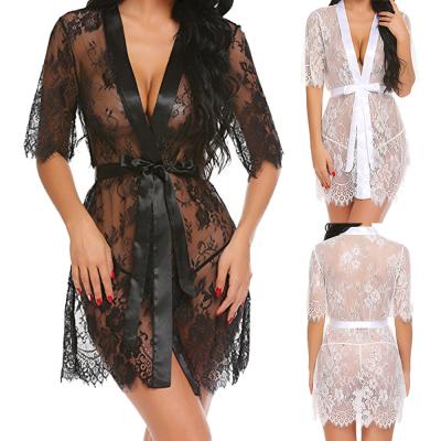 China QUICK DRY Lingerie for Women Front Dress Babydoll Lace Chemise Open Mesh Sleepwear Sheer for sale