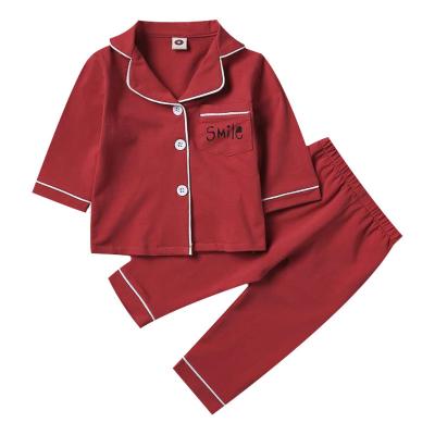 China Polyester / Cotton Spring And Autumn Cotton Solid Color Girl Pajamas Suit Sleepwear Sets for sale