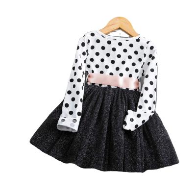 China Dry Cleaning Toddler Girl Polka Dot Long Sleeve Multilayer Ruffled Tutu Dressy Gowns for sale