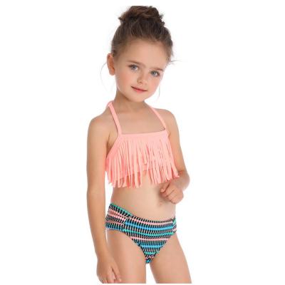 China Breathable Girls Swimwear Mid Waisted Falbala Swimsuit Bikini Tankini Swimwear for sale