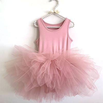 China 3-10years Children Ballet Tulle Casual Kids Dust Pink Dance Tutu Girl Dress for sale