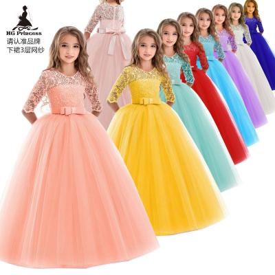 China European and American flower wedding children's breathable dress long sleeve dress princess children's dress for sale