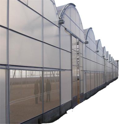 China Stable structure easily assembled PC sheet greenhouse for modern commercial agriculture with cooling system, heating system and hydroponic system for sale